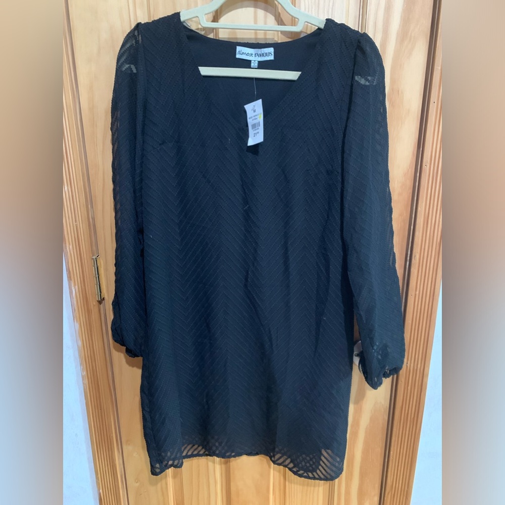 Women’s Almost Famous Black Dress With Open Long Sleeves NWT Medium